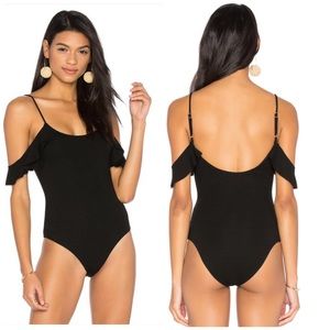 LPA • NEW Black Ruffle Sleeve Bodysuit 182